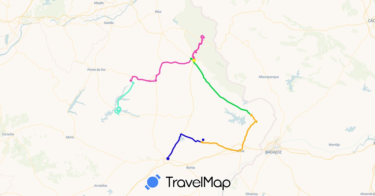 TravelMap itinerary: driving, dia 3, dia 1, dia 2, dia 4, dia 5 in Portugal (Europe)